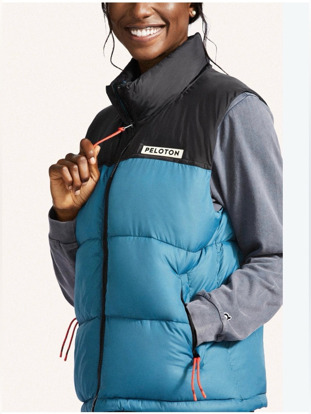 Peloton Teal and Black Quilted Puffer Vest, women’s size medium
